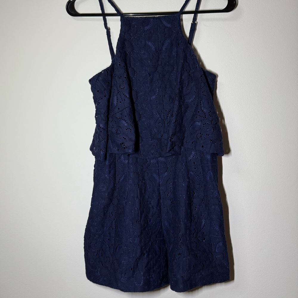 Lilly Pulitzer Navy Celyn Lace Romper 0